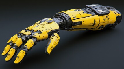 Poster - Robotic Excavator Arm in Industrial Design Featuring Futuristic Yellow Mechanical Components