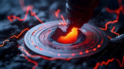 Poster - Seismograph Visualizing the Intricate Patterns and Energy Release During an Earthquake with Complex Geometric Shapes Swirling Lines Undulating Curves