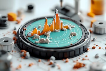 Poster - Detailed seismograph charting the dramatic fluctuations of a major earthquake event displaying advanced scientific monitoring equipment and mesmerizing oscillating line graphs