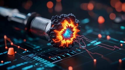 Poster - Intricate Seismograph Visualization Depicting the Complex Energy Signatures and Shockwave Patterns of a Powerful Earthquake Precise Technical of Geological Data and Seismic Measurements