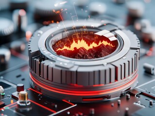 Poster - Meticulously engineered seismograph precisely tracking and recording the shockwaves of a major earthquake