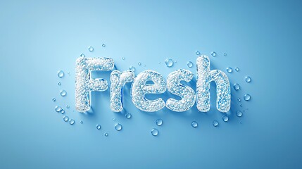 Poster - Symbolizing hydration and freshness. Fresh water-themed text on blue background