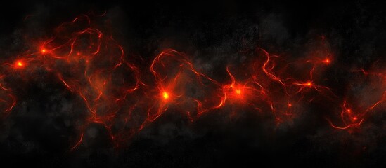 Fototapete - Spectacular high resolution abstract background featuring vibrant glowing red wisps against a dark smoky backdrop