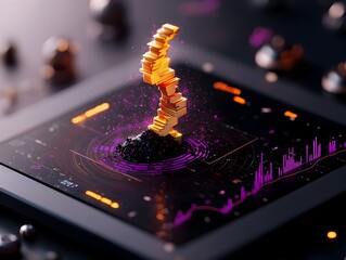 Poster - Seismograph recording the powerful tremors of an earthquake with dynamic waves of energy rippling across the display in a mesmerizing abstract geometric visualization