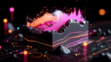 Poster - Mesmerizing visualization of the intricate patterns and energy released during an earthquake with complex geometric shapes in motion swirling lines and undulating curves