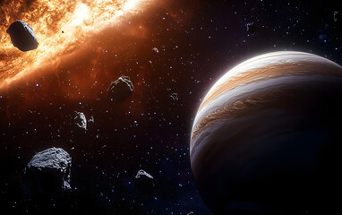 Wall Mural - deep space planets, science fiction imagination of cosmos landscape. elements of this image furnishe