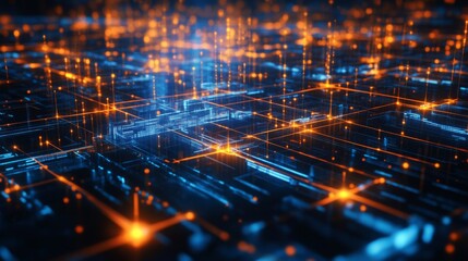 Poster - Futuristic Data Network Visualization with Glowing Nodes and Lines