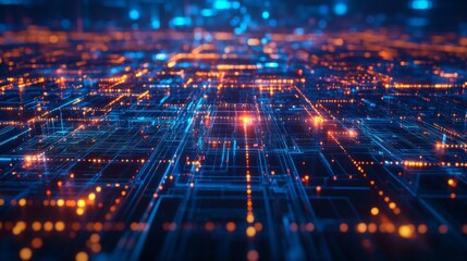 Poster - Futuristic Abstract Data Network with Glowing Lights and Lines