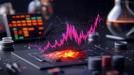 Poster - Seismograph Visualizing the Intensity and Patterns of a Powerful Earthquake Event Complex Waveform Lines and Spikes Depicting Seismic Activity