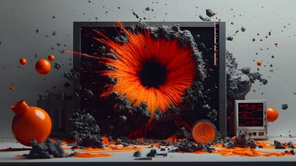 Poster - Seismic Visualization A Powerful Earthquake Event Depicted in Vivid Color Texture and Complex Waveform Patterns Capturing the Dynamic Forces and Scientific Instrumentation of the Natural Phenomenon