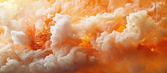 Fototapete - Vibrant abstract representation of flames with swirling orange and white clouds creating a dynamic and captivating fire effect.