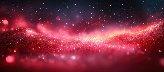 Poster - Red glittering abstract background with defocused lights creating a magical festive atmosphere for creative projects and designs.