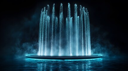 Aufkleber - Stunning Water Fountain Display with Illuminated Jets in a Dark Setting Creating a Magical and Enchanting Atmosphere for Various Creative Projects