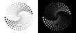 © Mykola Mazuryk - Modern abstract background. Halftone dots in spiral. Round logo. Vector dotted frame. Design element or icon. Black shape on a white background and the same white shape on the black side.