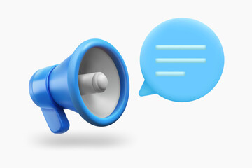 Poster - Loudspeaker with speech cloud. 3d vector illustration