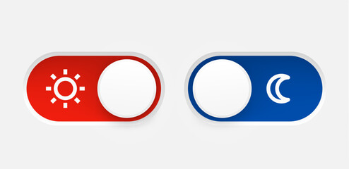 Poster - Interface toggle buttons set. Day Night switch. 3d vector element idolated on white background