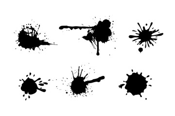 Aufkleber - Black ink blots collection isolated on white background. Vector clipart