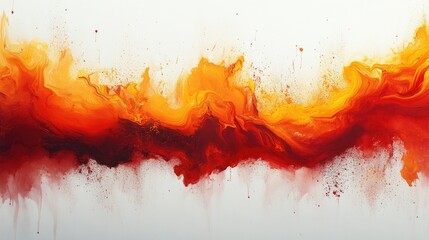 Leinwandbilder - Vibrant abstract artwork featuring fluid orange and red waves with splashes against a white background for a dynamic visual appeal