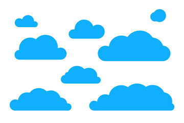 Poster - Blue clouds set isolated on white background