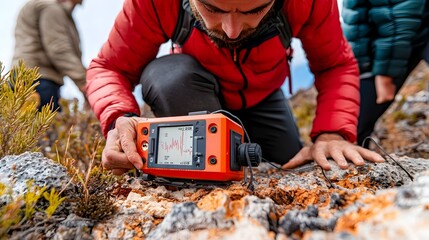 Poster - Advanced seismograph instrument closely monitoring and analyzing the dynamic movements and tectonic activity along an active fault line