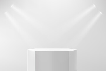 Poster - Illuminated stage with projectors. 3d vector background