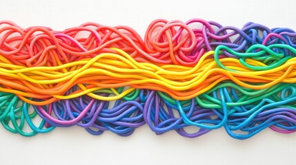 Fototapete - Colorful tangled communication lines representing complexity and connectivity in modern communication.