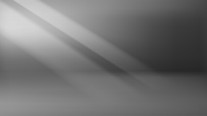 Poster - Empty stage with grey wall and sun beam. 3d vector 16:9 wide background for product design