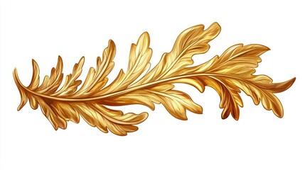Poster - Golden oak leaf isolated on a white background emphasizing intricate details and rich texture perfect for nature or design themes
