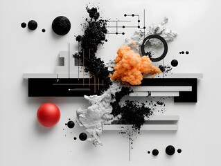 Poster - Capturing the Pulsing Rhythms and of a Powerful Natural Event Through the Precision of a Seismographic Recording Expressed in Abstract Geometric Forms and Bold Monochromatic Minimalist Design