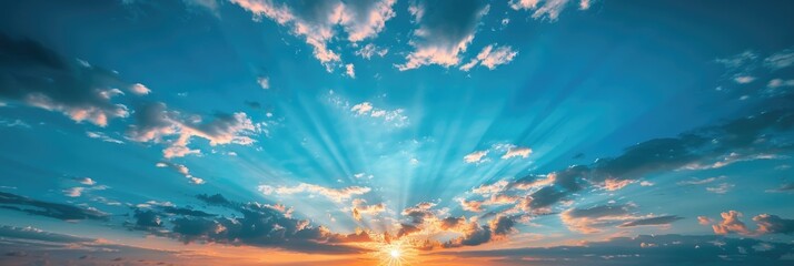 Wall Mural - Beautiful Sky. Sunset Sunrise Sky with Dramatic Clouds and Nature Background