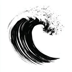 Leinwandbilder - Grunge Brush Wave. Abstract surfing Icon .ink curved line , Vector black paint, ink brush stroke, vector black line, grunge brush strokes ink paint isolated on white background.eps8