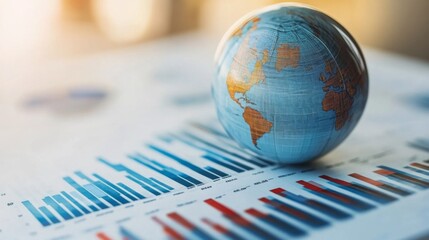 Poster - globe on statistical charts with colorful data visualizations