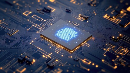 Poster - Abstract Circuit Board Close-Up with Digital Microchip Design