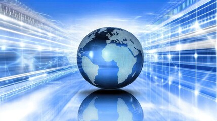 Poster - Abstract Digital Globe with Blue Light Effects and Technology Background