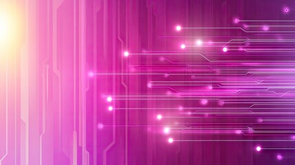 Poster - Abstract Digital Background with Lines and Circuits in Pink Hue