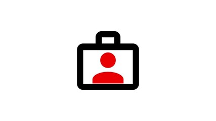 Poster - Briefcase icon with user silhouette, representing professional work, business, and user profile in a clean, minimalist design.