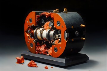 Poster - Detailed cutaway meticulously depicting the inner workings of a seismograph and the mechanisms that record the violent shifting of tectonic plates during a catastrophic earthquake