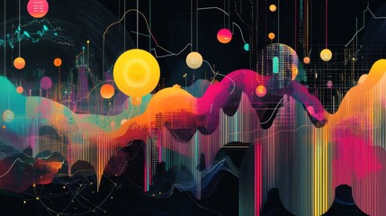 Poster - Abstract Colorful Digital Artwork with Geometric Elements and Shapes
