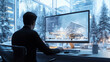 © Daily Stock - An architect designing a series of snow-resistant urban buildings, with a computer displaying advanced simulations of snow accumulation and heating systems in a sleek, futuristic office environment.