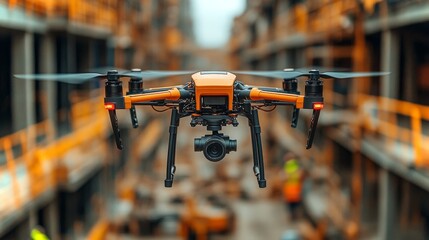 Poster - Drone captures construction site progress in high-resolution detail for efficient monitoring