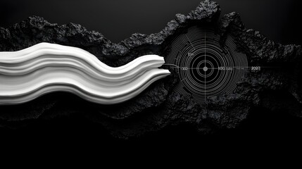 Poster - Precise Seismograph Capturing Magnitude and Timing of Multiple Geological Tremors in High Contrast Abstract with Intricate Patterns Textures and Dynamic Energy Flow in a Sterile Laboratory Environment