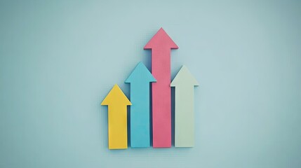 Poster - Colorful Arrows Representing Growth and Success on Light Background