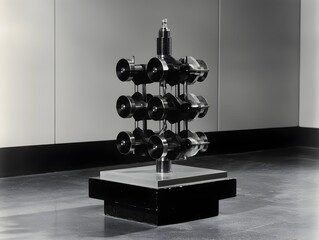 Poster - Seismograph recording the rhythmic tremors and pulsing of a powerful natural event showcased through abstract geometric forms in a monochromatic bold and minimalist design