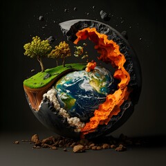 Poster - Sleek and Minimalist Seismographic Cross Section Depicting the Intricate Composition Density Variations and Substructure of the Earth s Interior with Technical Precision