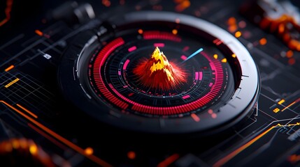 Poster - Explosive cosmic digital interface with futuristic high tech elements including circuits lasers radars and a powerful energy display in a dynamic luminous space setting