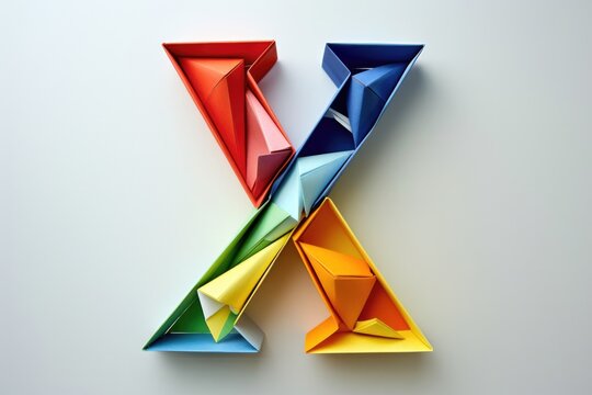 Design Letters. Origami Style Font with Paper Folding Alphabet and Numbers for Creative Craft Projects