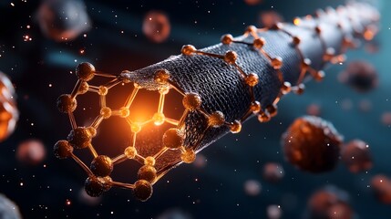 Poster - Emerging Carbon Nanotubes from Graphene   A Futuristic Flat Design Depicting the Advanced Materials Science of Nanotechnology and Nanomaterials