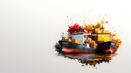 Poster - A fleet of cargo ships navigating open waters showcasing the vital logistics and global commerce of maritime shipping and international trade