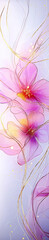 Wall Mural - a soft flowing abstract of pink and gold lines and shapes on white background.