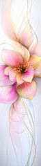 Wall Mural - a soft flowing abstract of pink and gold lines and shapes on white background.